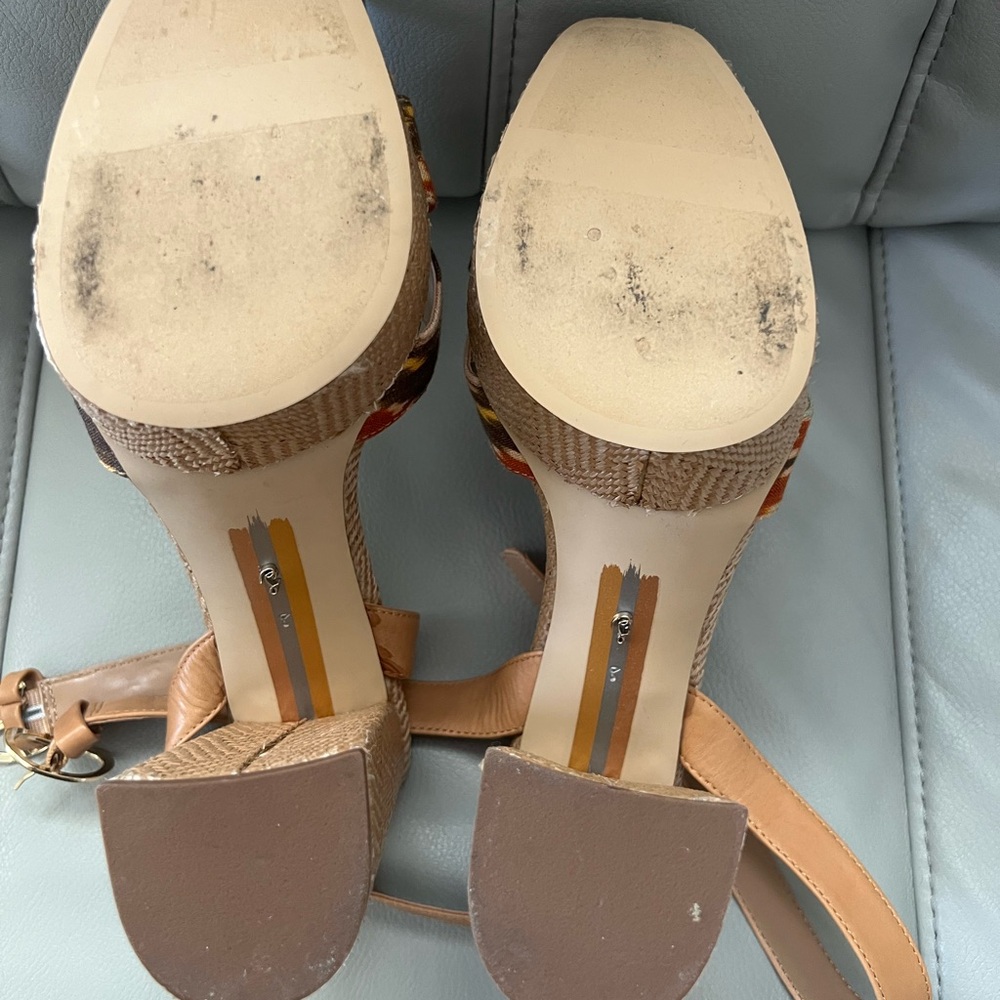 Sam Edelman Tan and Orange Heeled Sandals - Picture 3 of 7